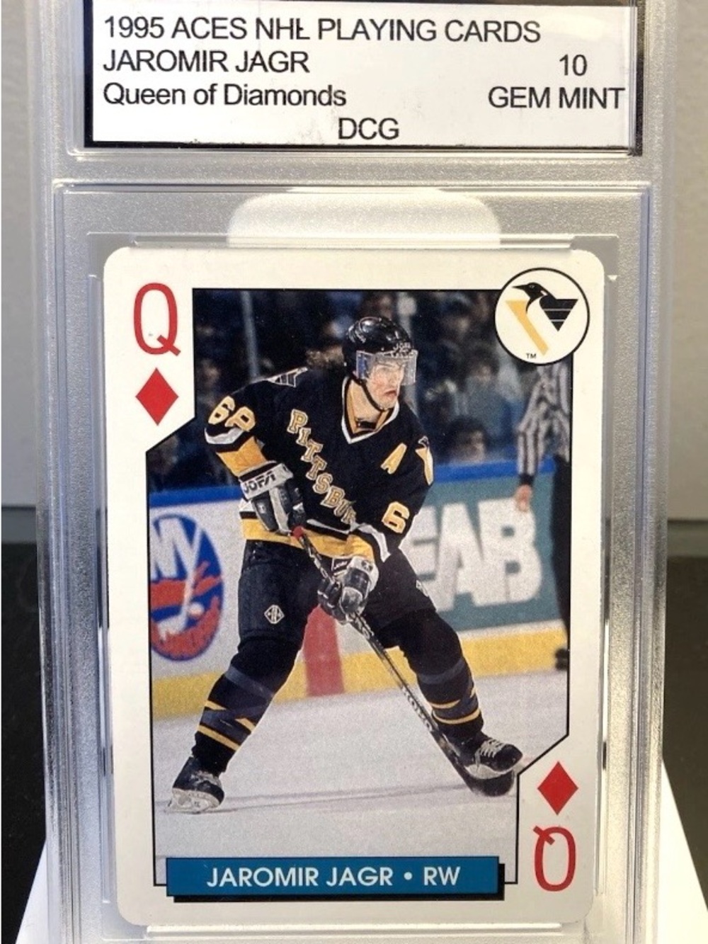 1995 Aces NHL Jaromir Jagr Queen of Diamonds Playing Card - Pittsburg Penguins